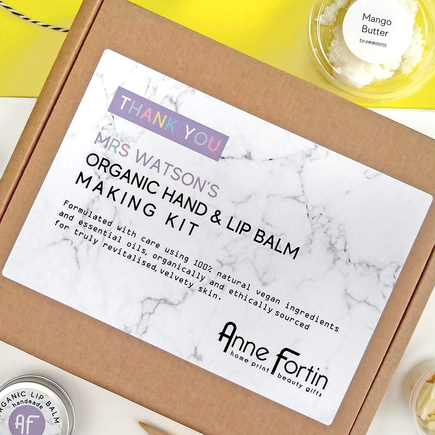 Personalised 'Thank you Teacher' Hand and Lip Balm Making kit